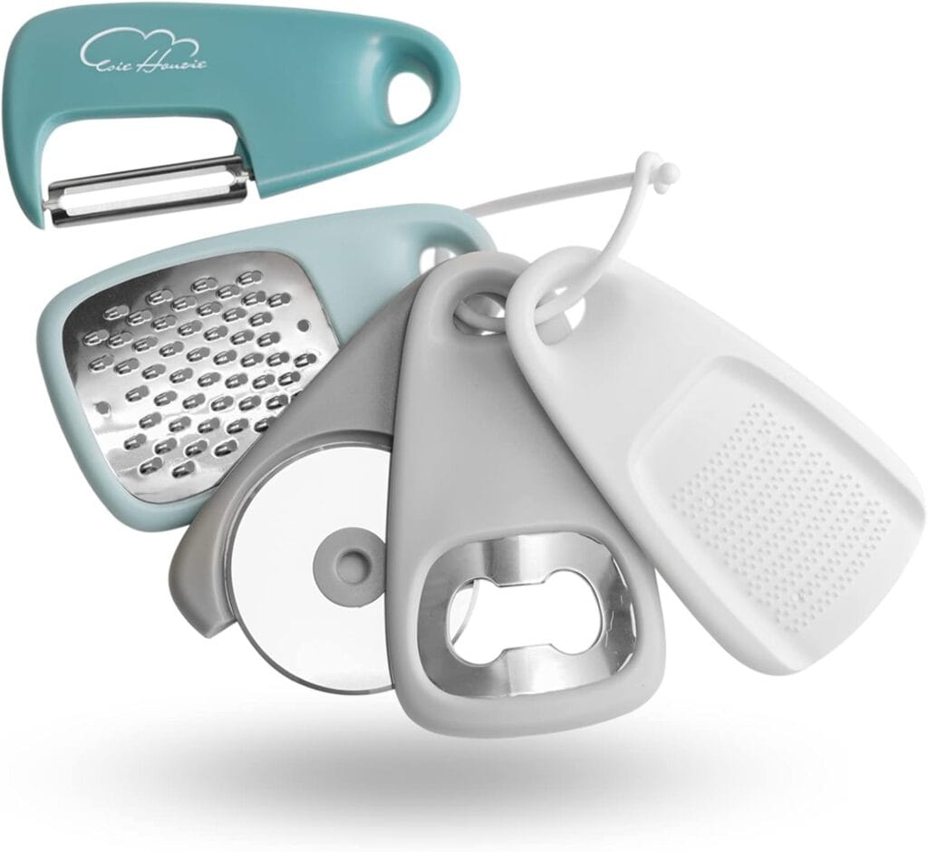 Kitchen Gadgets Set 5 Pieces, Stackable Cooking Tools Space Saving For Small Kitchen, Accessories For Rv Camper Inside Dishwasher Safe (Blue)