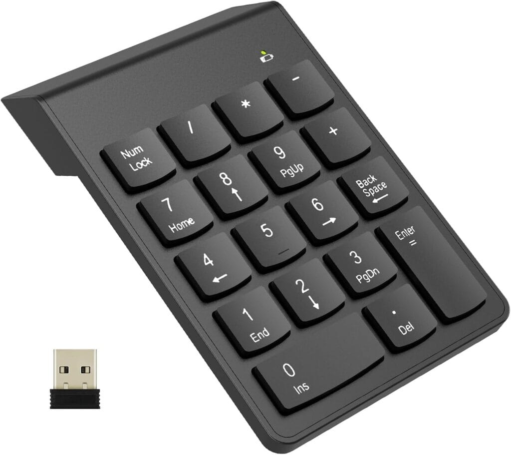 Noox Wireless Number Pad, Numeric Keypad Numpad Keyboard 10 Key Usb Keypad Office Accounting Essentials Desktop Computer Laptops Accessories Compatible Chromebook Notebook Elitebook Matebook Etc.