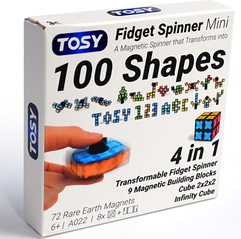 Tosy Magnet Fidget Spinner Mini – Easter Basket Stuffers Essentials For Kids/Teens/Adults, 3In1 Toy: Transformable Fidget Spinner With 72 Magnets, Infinity Cube, 2×2 Puzzle Cube, Stress Relief
