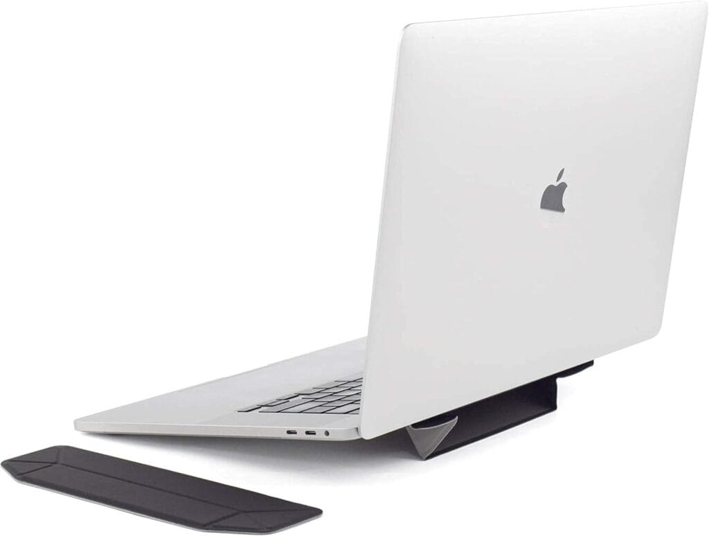 Aporia – Invisible + Super Slim + No Weight Laptop Stand Riser | Foldable Lightweight Portable | Simple Solution To Create Air Flow, Reduce Noise & Heat For Nomad Style Remote Workers (Black)