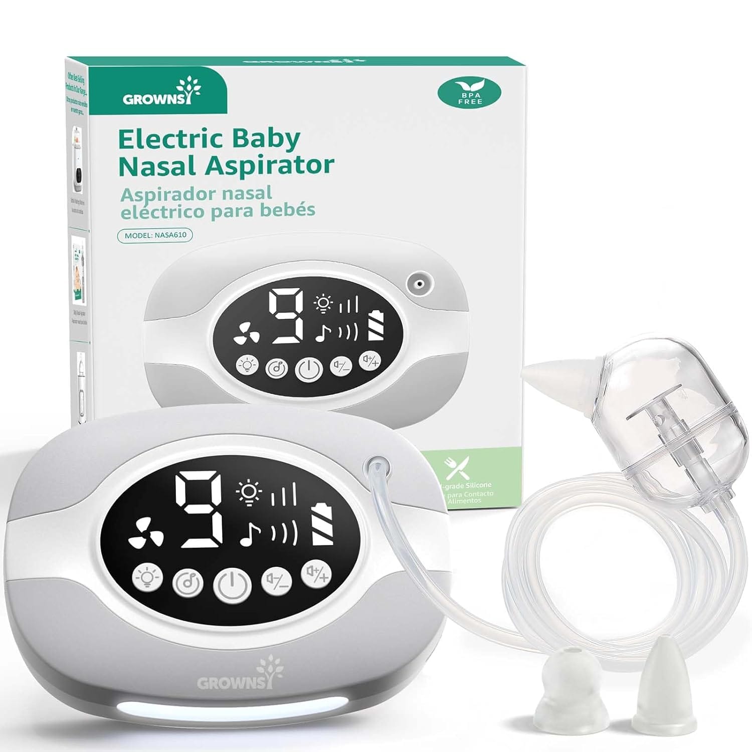 Grownsy Electric Nose Suction For Baby, Hospital-Grade Nasal Aspirator With Night Light,Soothing Lullabies, Baby Nose Sucker With 9 Adjustable Suction Levels Grownsy Electric Nose Suction For Baby, Hospital-Grade Nasal Aspirator With Night Light,Soothing Lullabies, Baby Nose Sucker With 9 Adjustable Suction Levels