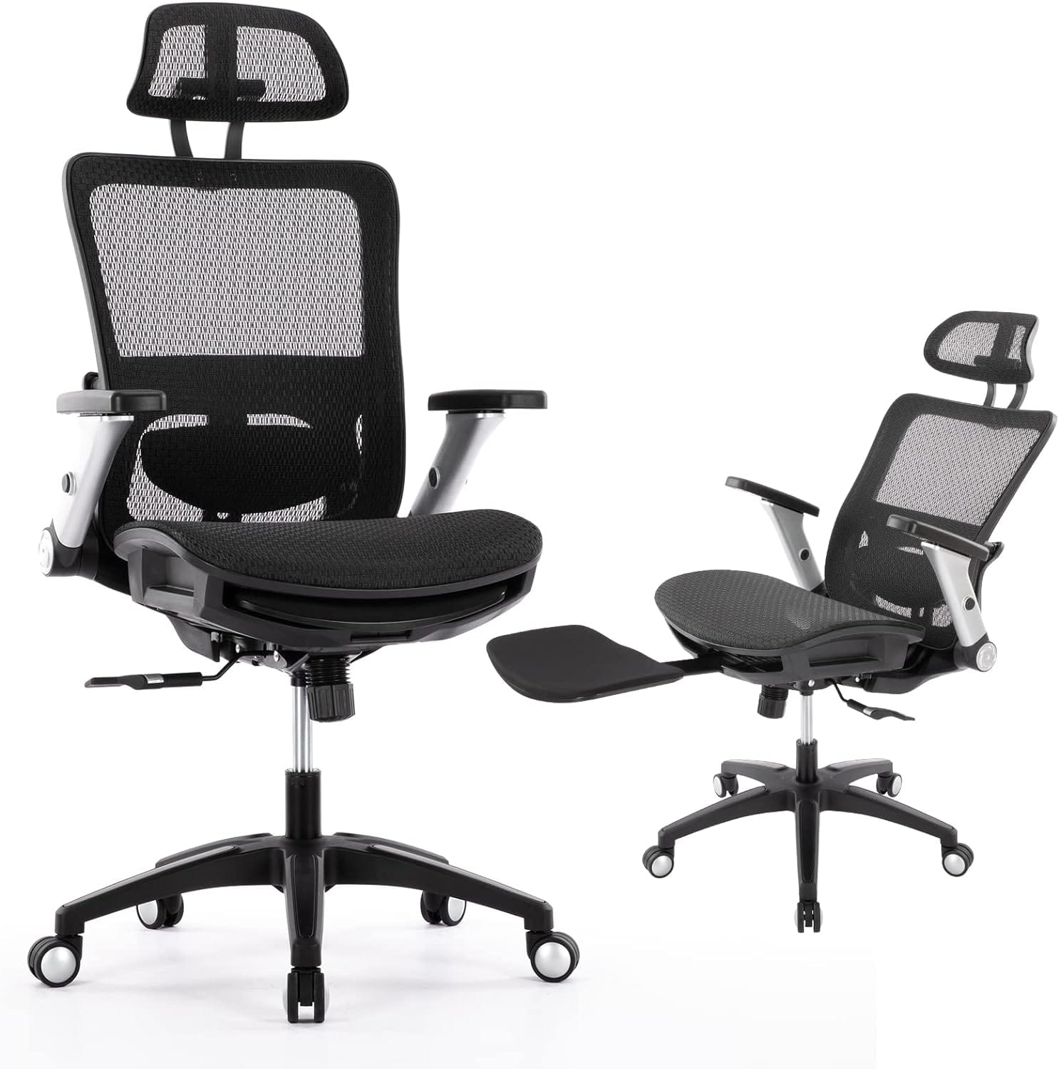 Colamy Ergonomic Mesh Office Chair With Footrest, High Back Computer Executive Desk Chair With Headrest And 4D Flip-Up Armrests, Adjustable Tilt Lock And Lumbar Support-Black Colamy Ergonomic Mesh Office Chair With Footrest, High Back Computer Executive Desk Chair With Headrest And 4D Flip-Up Armrests, Adjustable Tilt Lock And Lumbar Support-Black