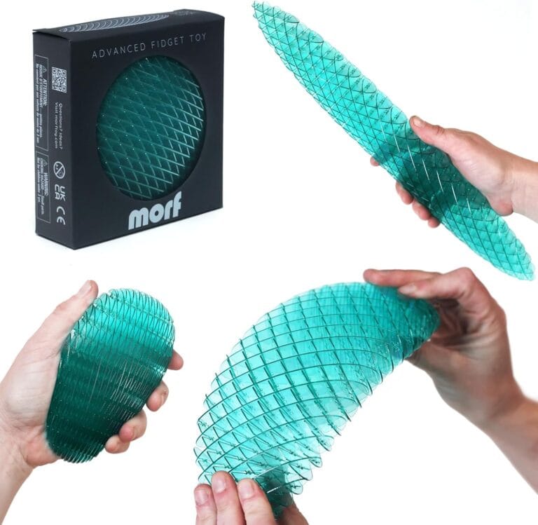 Morf Fidget Worm Toy – Desk Fidgets for Adults – Quiet Worm Fidget Toy Sensory Toys – Fun and Interactive Fidget Toy for Kids – USA Patent Pending Figgy Toys (Blue, Big)