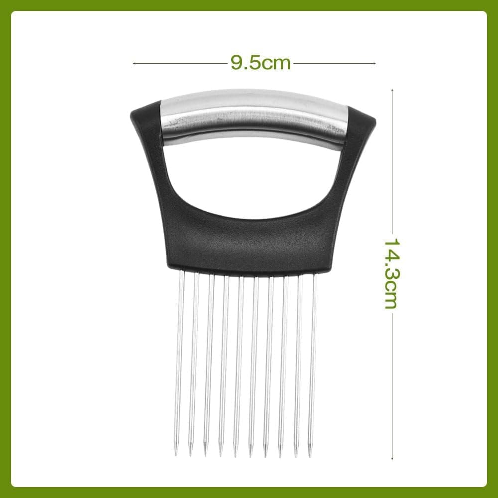 2024 Upgraded Onion Holder for Slicing, New Stainless Steel Onion Slice Holder Lemon Slicer Vegetable Cutter, Kitchen Chopper Slicing Assistant Tool for Meat, Onion, Potato, Tomato (1 Pack)