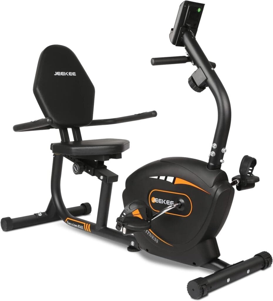 JEEKEE Recumbent Exercise Bike for Adults Seniors – Indoor Magnetic Cycling Fitness Equipment for Home Workout Black