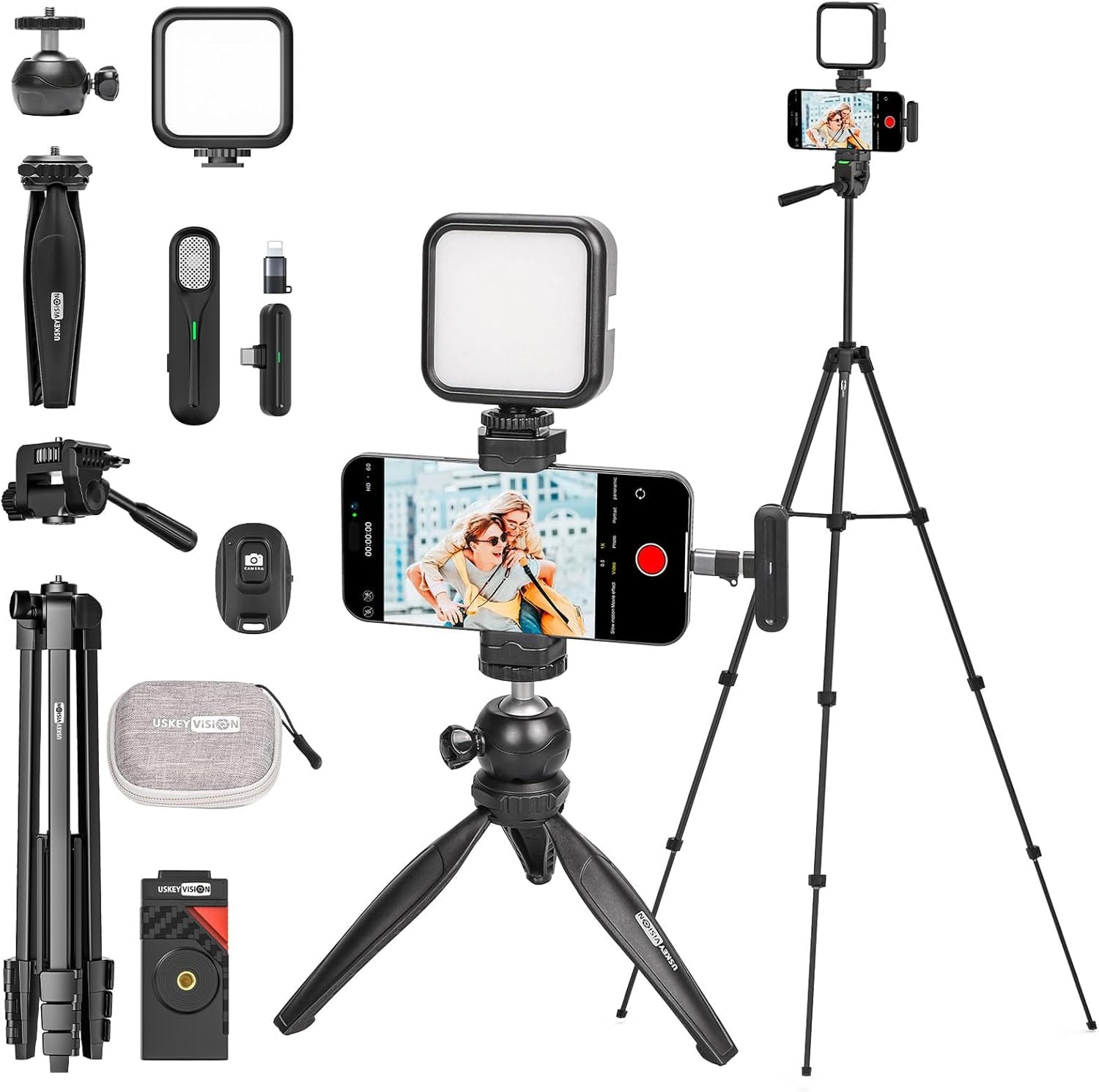 Upgraded Vlogging Kit W/Wireless Lavalier Microphone,Youtube Kit For Iphone And Smartphone W/59” Retractable Tripod,Automatic Switch Phone Clamp,Content Creator Gear For Tiktok(Vlog K5) Upgraded Vlogging Kit W/Wireless Lavalier Microphone,Youtube Kit For Iphone And Smartphone W/59” Retractable Tripod,Automatic Switch Phone Clamp,Content Creator Gear For Tiktok(Vlog K5)