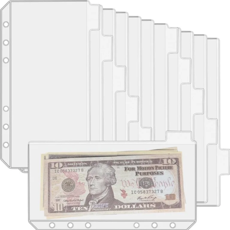 12PCS A6 Binder Pockets with No Zippers, Zipless Budget Envelopes with Index Bits Design, A6 Binder Pouch for 6 Ring Binder, Money Folder Organizer,Clear PVC Savings Challenges Envelopes,12PCS
