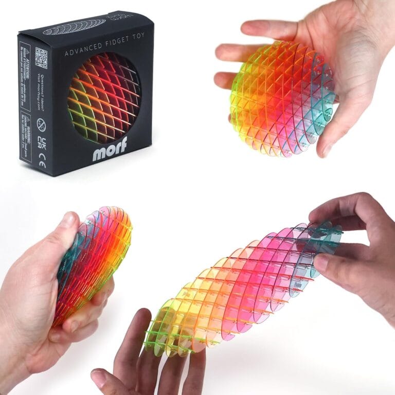 Morf Fidget Worm Toy – Desk Fidgets for Adults – Quiet Worm Fidget Toy Sensory Toys – Fun and Interactive Fidget Toy for Kids – USA Patent Pending Figgy Toys (Rainbow, Small)