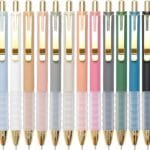 Linbsunne Ballpoint Pens Black Medium Point 1mm Pen with Super Soft Grip Ball Point Pen for Men Women Retractable Pens (gold-12 pcs)
