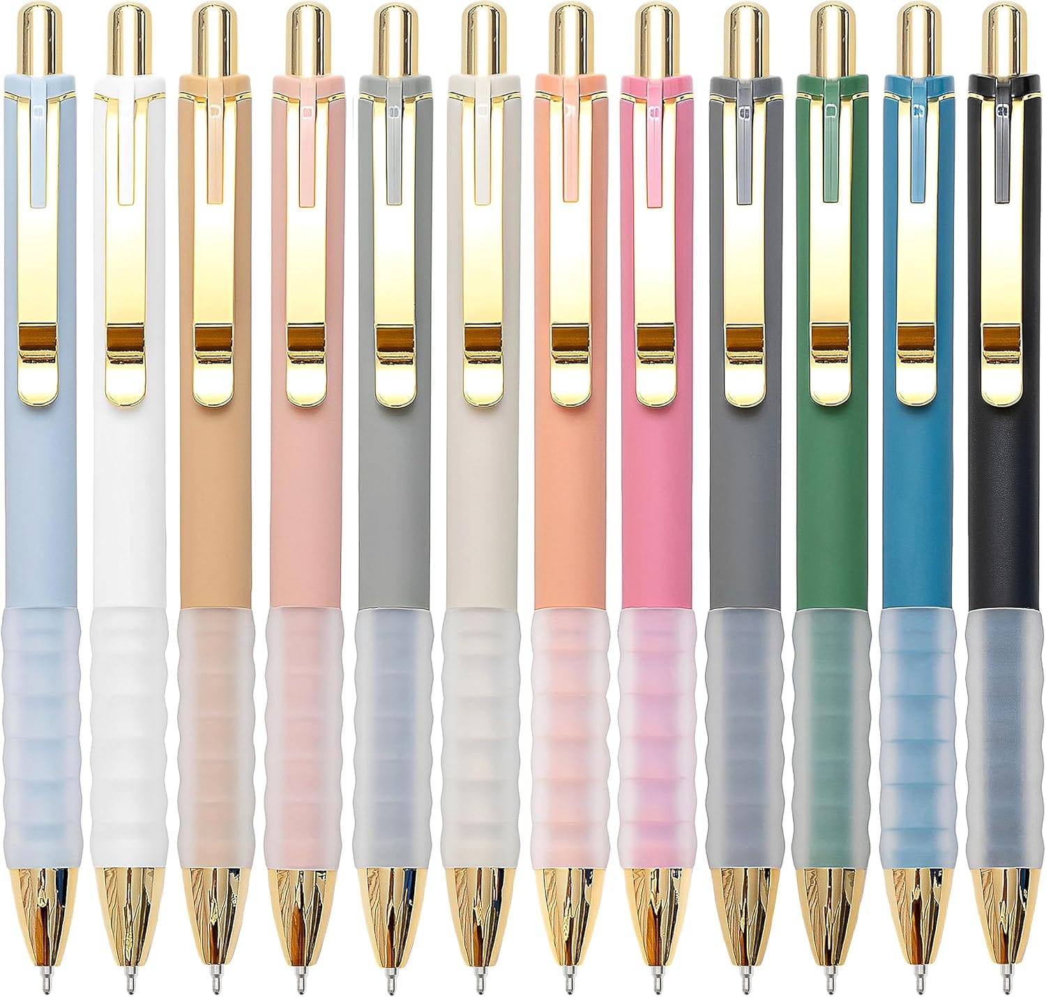 Linbsunne Ballpoint Pens Black Medium Point 1Mm Pen With Super Soft Grip Ball Point Pen For Men Women Retractable Pens (Gold-12 Pcs) Linbsunne Ballpoint Pens Black Medium Point 1Mm Pen With Super Soft Grip Ball Point Pen For Men Women Retractable Pens (Gold-12 Pcs)