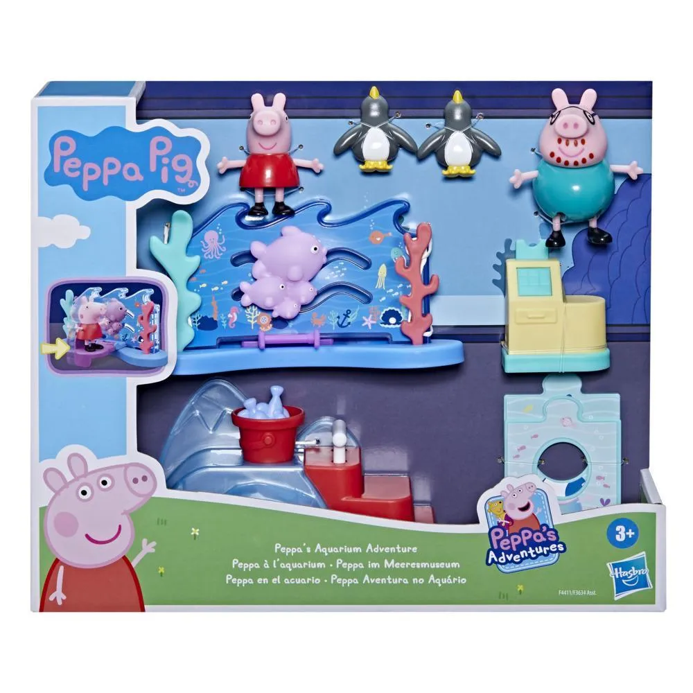 Peppa Pig Peppa’s Adventures Peppa’s Aquarium Adventure Playset Preschool Toy: Includes 4 Figures and 8 Accessories; for Ages 3 and Up