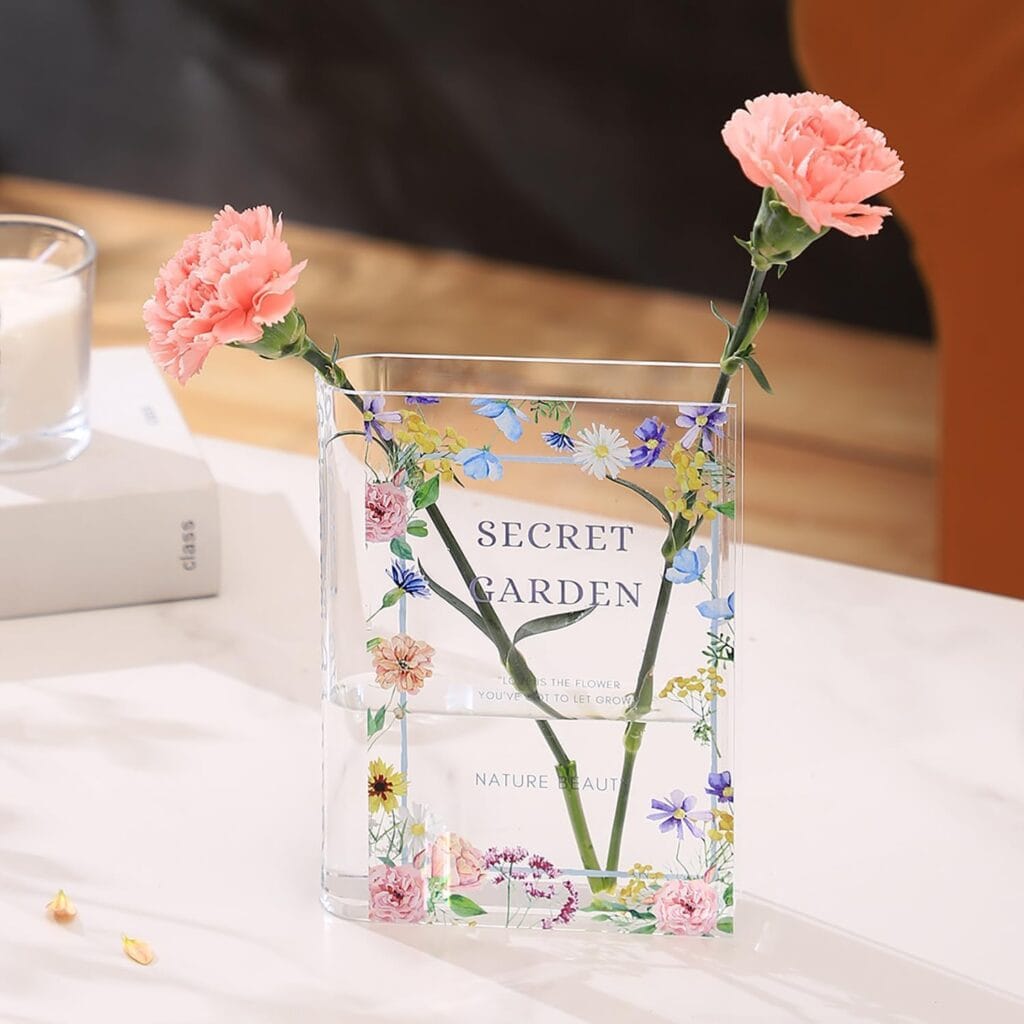 Book Vase, Acrylic Book Vase For Flowers, Book Flower Vase Clear, Book Shaped Vase, A Book About Flowers Vase, Modern Decorative Vase For Home, Office, Bedroom, Living Room, Dining Table Book Vase, Acrylic Book Vase For Flowers, Book Flower Vase Clear, Book Shaped Vase, A Book About Flowers Vase, Modern Decorative Vase For Home, Office, Bedroom, Living Room, Dining Table