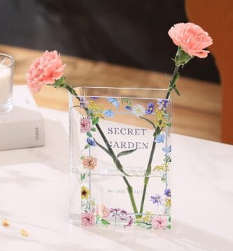 Book Vase, Acrylic Book Vase for Flowers, Book Flower Vase Clear, Book Shaped Vase, A Book About Flowers Vase, Modern Decorative Vase for Home, Office, Bedroom, Living Room, Dining Table Book Vase, Acrylic Book Vase for Flowers, Book Flower Vase Clear, Book Shaped Vase, A Book About Flowers Vase, Modern Decorative Vase for Home, Office, Bedroom, Living Room, Dining Table