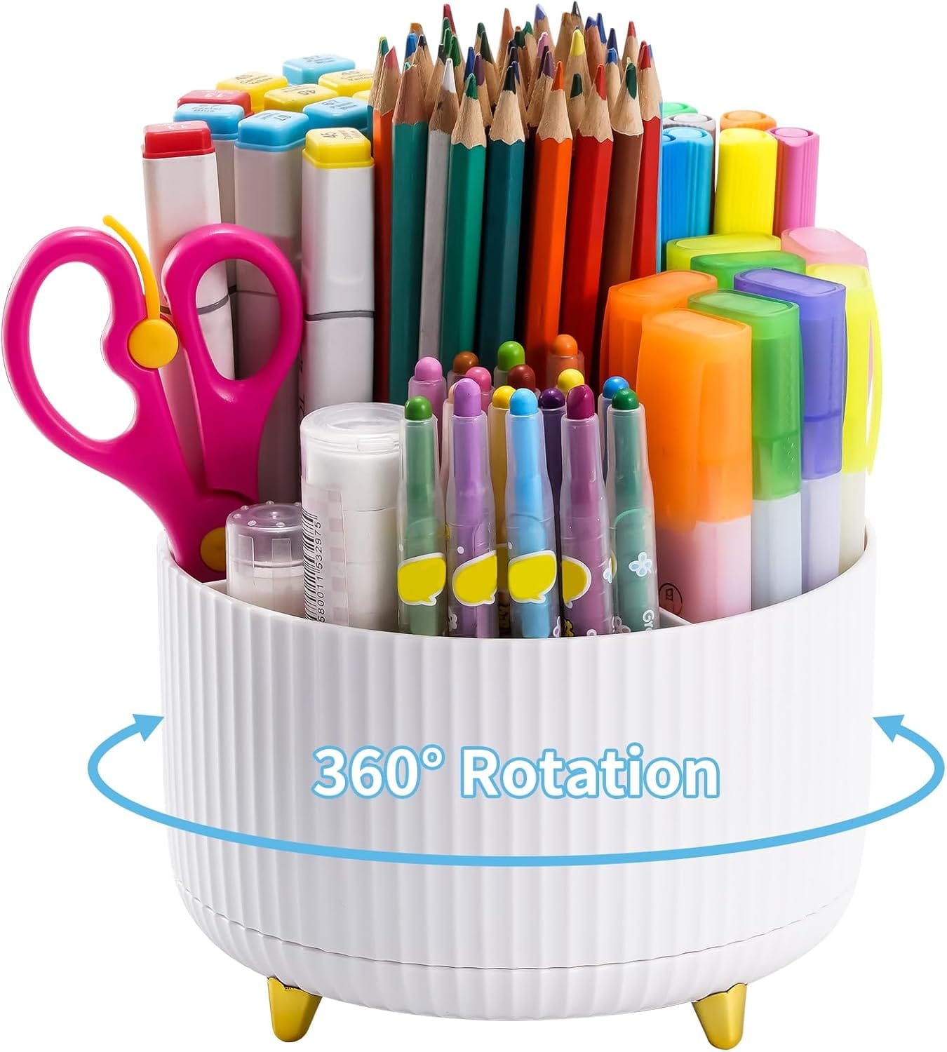 Marbrasse Desk Organizer, 360-Degree Rotating Pen Holder, Desk Organizers And Accessories With 5 Compartments Pencil Holder, Art Supply Storage Box Caddy For Office, Home(White) Marbrasse Desk Organizer, 360-Degree Rotating Pen Holder, Desk Organizers And Accessories With 5 Compartments Pencil Holder, Art Supply Storage Box Caddy For Office, Home(White)