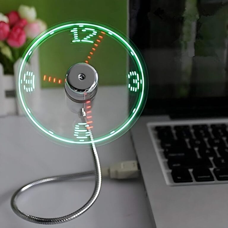 ONXE LED USB Clock Fan with Real Time Display Function,Stocking Stuffers for Men Christmas Gadgets,Father’s Day Gifts,1 Year Warranty