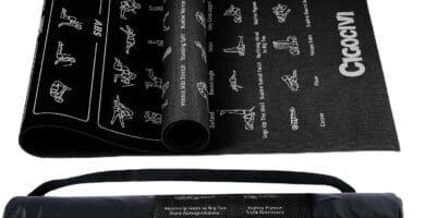 Instructional Travel Yoga Mat With 75 Poses & Exercises – Non-Slip Exercise Mat For Home Workout, Includes Carrying Bag – Perfect For Beginners, 68″X24″X0.25″ Instructional Travel Yoga Mat With 75 Poses & Exercises – Non-Slip Exercise Mat For Home Workout, Includes Carrying Bag – Perfect For Beginners, 68″X24″X0.25″