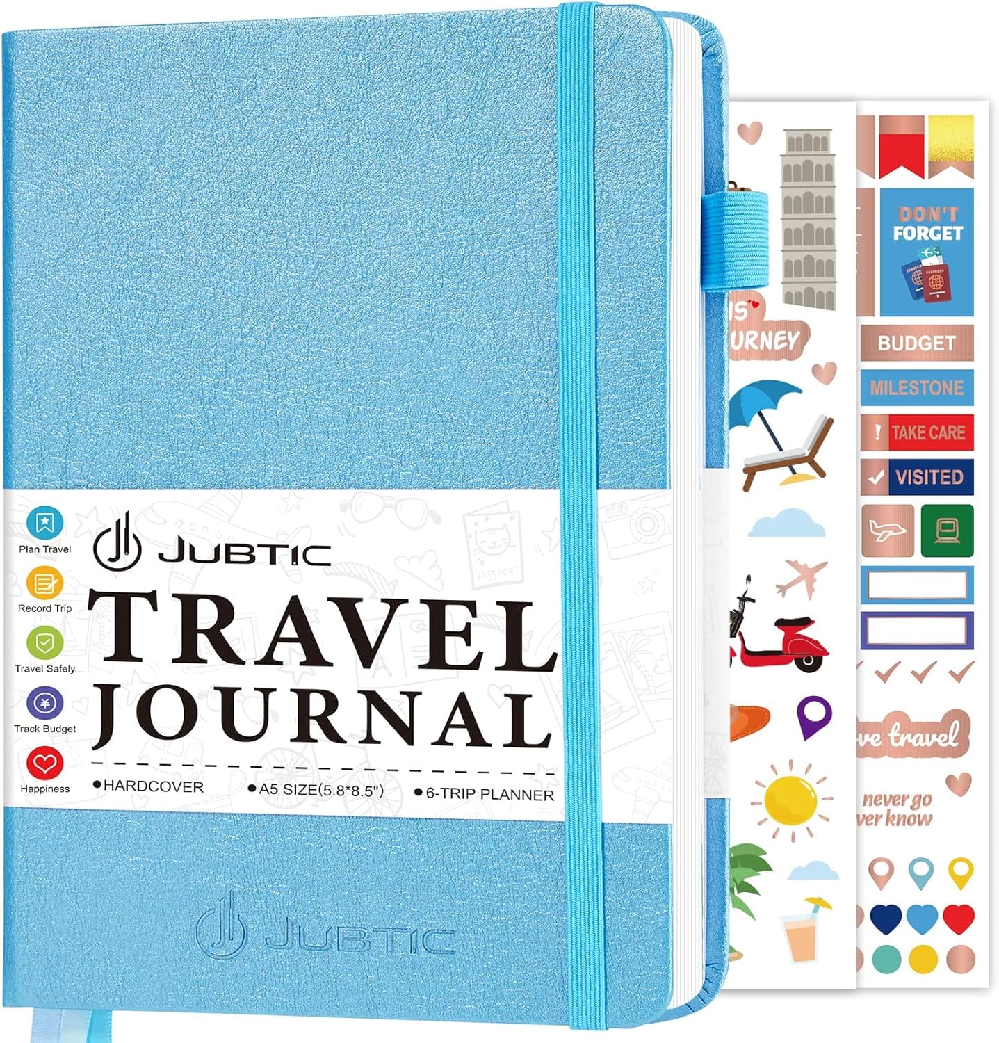 Jubtic Travel Journal & Planner, Vacation Organizer With Budget Tracker & Checklist, A5 Size Trip Diary & Notebook For 6 Trips, Travel Gifts For Women, Men & Couples (Aquamarine) Jubtic Travel Journal & Planner, Vacation Organizer With Budget Tracker & Checklist, A5 Size Trip Diary & Notebook For 6 Trips, Travel Gifts For Women, Men & Couples (Aquamarine)