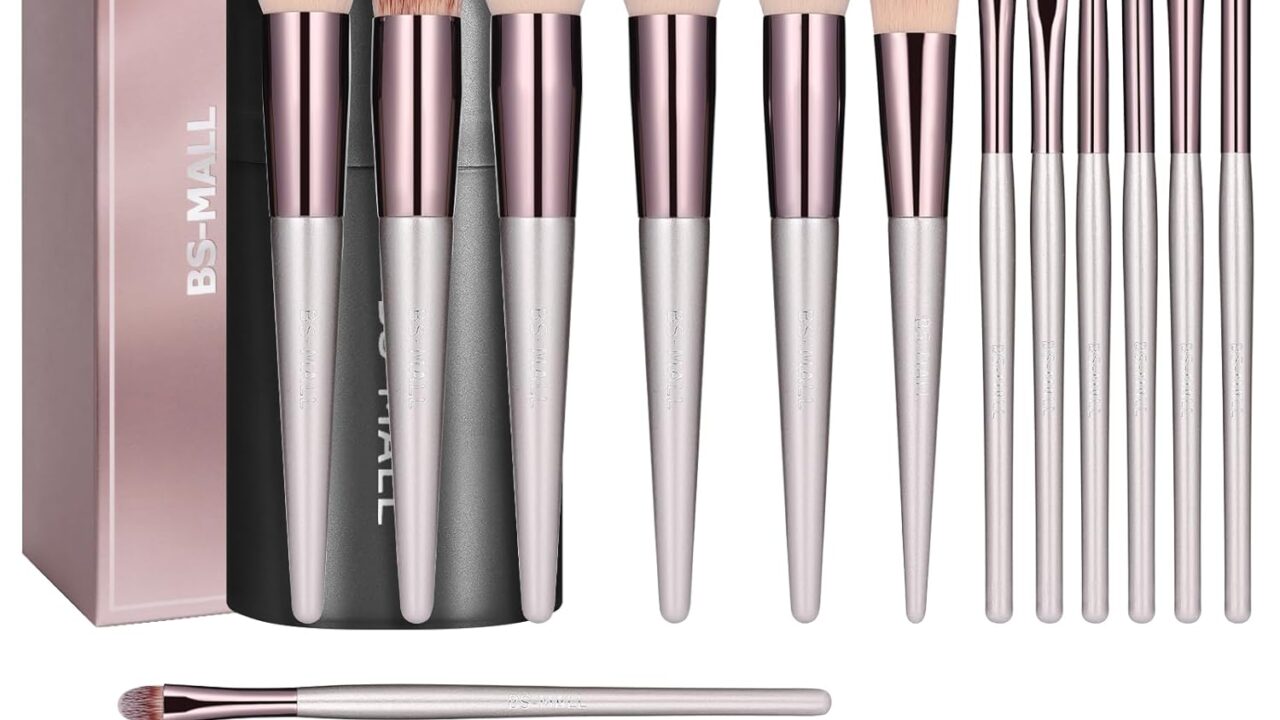 BS-MALL Makeup Brush Set 18 Pcs Premium Synthetic Foundation Powder Concealers Eye shadows Blush Makeup Brushes with black case