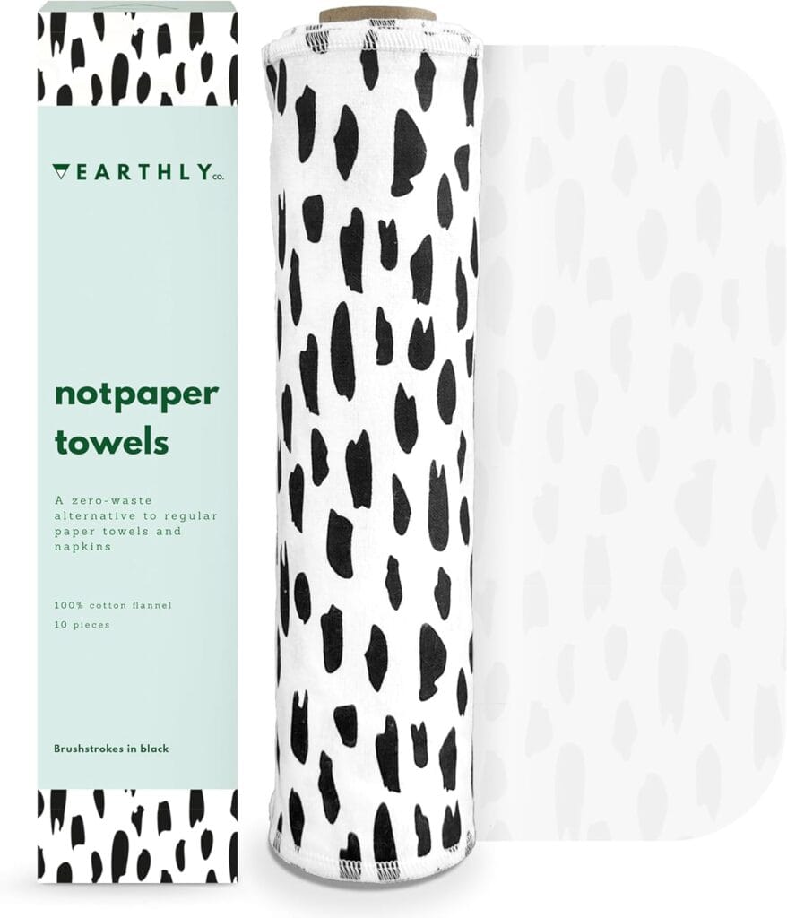 Reusable Paper Towels – 10 Pack – Roll Of Washable Cotton Cloth Paper Towels – Paperless Reusable Napkins Cloth Washable – Absorbent + Long Lasting – Zero Waste Products – (Brushstrokes) Reusable Paper Towels – 10 Pack – Roll Of Washable Cotton Cloth Paper Towels – Paperless Reusable Napkins Cloth Washable – Absorbent + Long Lasting – Zero Waste Products – (Brushstrokes)