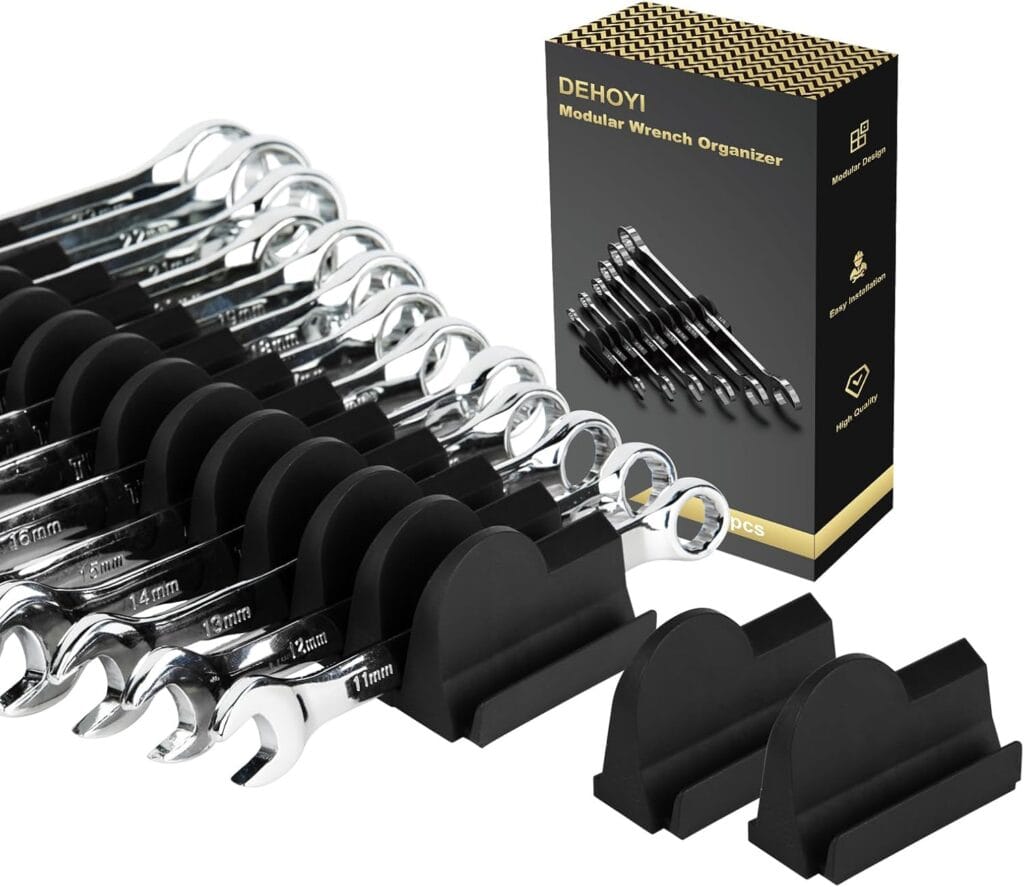 48 Pcs Modular Wrench Organizers For Tool Drawers – Wrench Rack With Metric&Sae Labels, Perfect Tool Storage Holder. Gift For Father, Brother And Boyfriend (Black Without Magnet) 48 Pcs Modular Wrench Organizers For Tool Drawers – Wrench Rack With Metric&Sae Labels, Perfect Tool Storage Holder. Gift For Father, Brother And Boyfriend (Black Without Magnet)