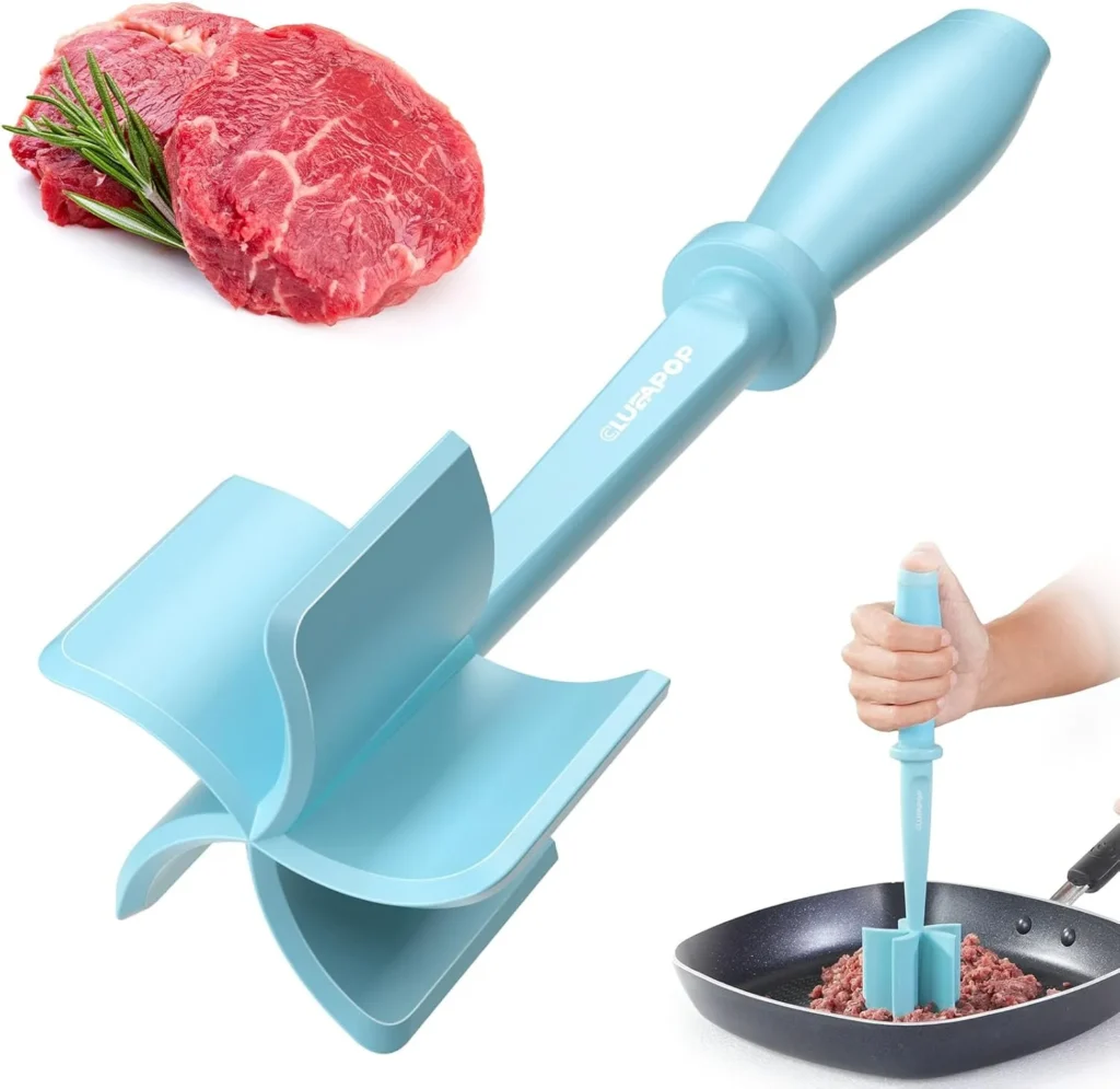 Meat Chopper, Hamburger Chopper, Potato Masher-Professional Multifunctional Heat Resistant Nylon Ground Beef Smasher Kitchen Tools And Gadgets, ​Safe For Non-Stick Cookware.