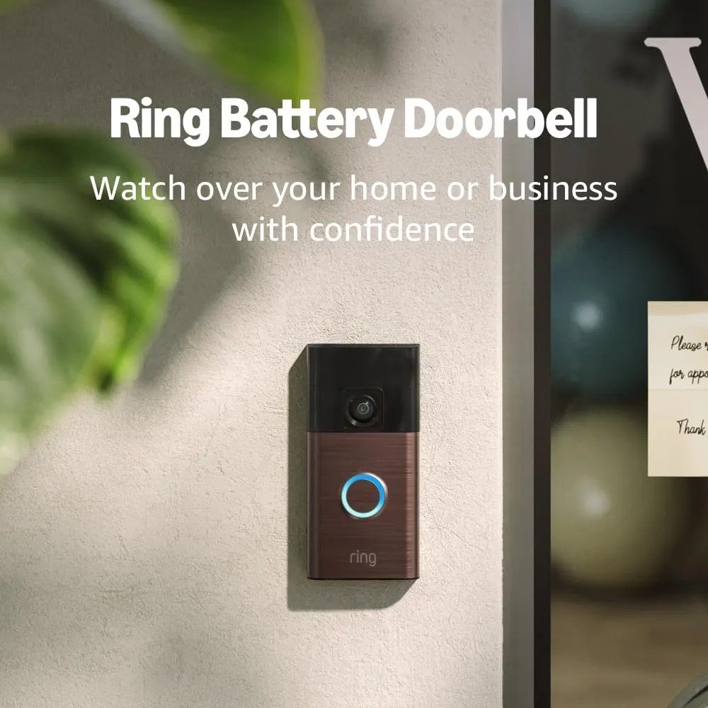 Ring Battery Doorbell | Home or business security with Head-to-Toe Video, Live View with Two-Way Talk, and Motion Detection & Alerts (newest model), Venetian Bronze