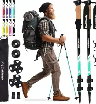 TrailBuddy Trekking Poles – Lightweight, Collapsible Hiking Poles for Snowshoe & Backpacking Gear – Pair of 2 Walking Sticks for Hiking, 7075 Aluminum with Cork Grip