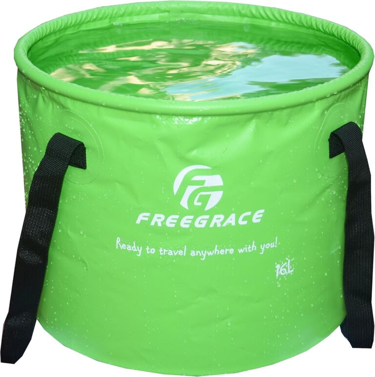 Premium Collapsible Bucket by Freegrace – Compact Portable Folding Water Container – Lightweight & Durable – Includes Handy Tool Mesh Pocket Premium Collapsible Bucket by Freegrace – Compact Portable Folding Water Container – Lightweight & Durable – Includes Handy Tool Mesh Pocket