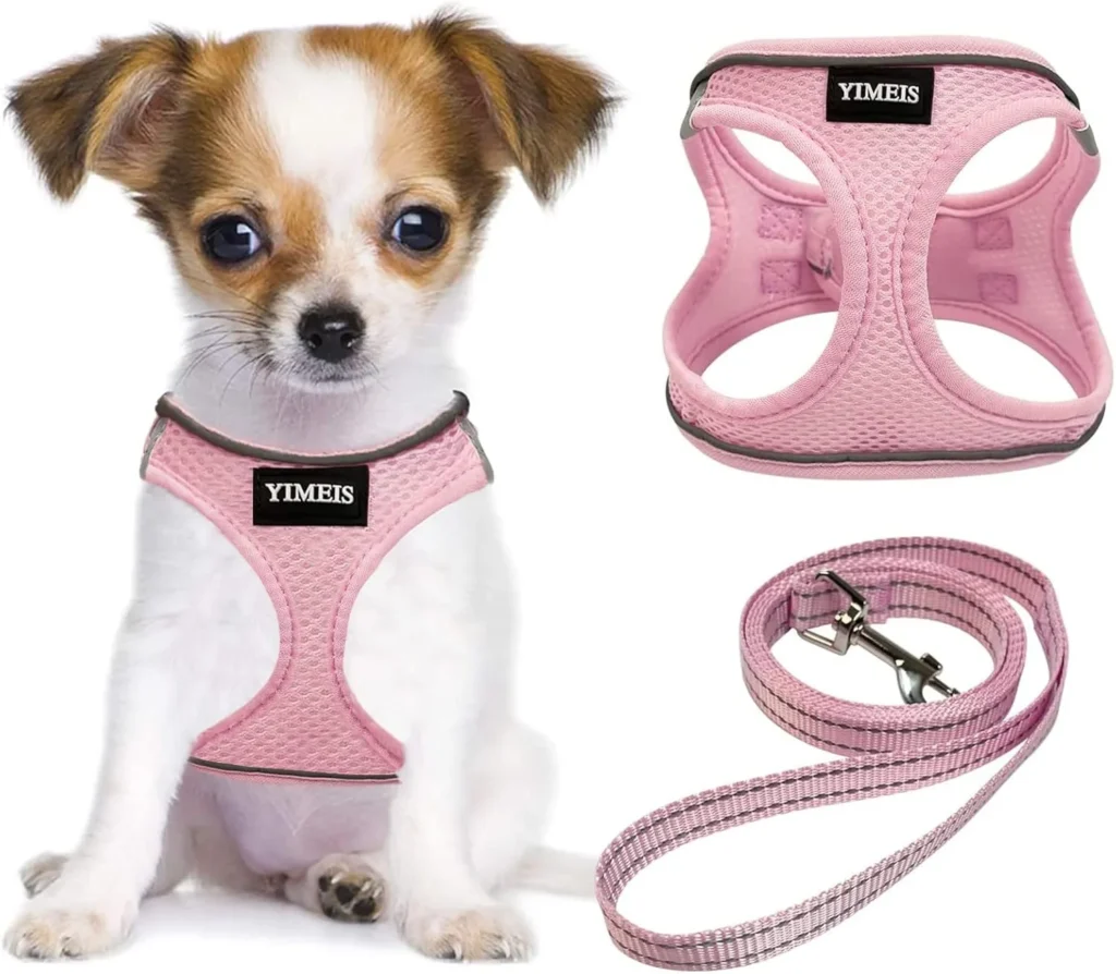 YIMEIS Dog Harness and Leash Set, No Pull Soft Mesh Pet Harness, Reflective Adjustable Puppy Vest for Small Medium Large Dogs, Cats (Pink, X-Small (Pack of 1) YIMEIS Dog Harness and Leash Set, No Pull Soft Mesh Pet Harness, Reflective Adjustable Puppy Vest for Small Medium Large Dogs, Cats (Pink, X-Small (Pack of 1)