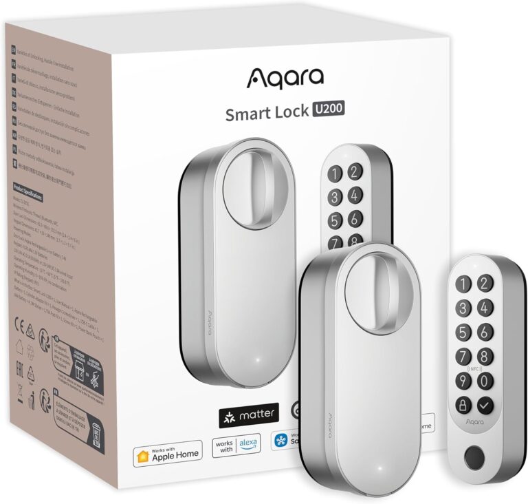 Aqara Smart Lock U200 (Fingerprint Keypad Included), Matter Over Thread, Keyless Entry Door Lock with Apple Home Key and Rechargeable Battery, Supports Apple Home, Alexa and SmartThings, Silver Aqara Smart Lock U200 (Fingerprint Keypad Included), Matter Over Thread, Keyless Entry Door Lock with Apple Home Key and Rechargeable Battery, Supports Apple Home, Alexa and SmartThings, Silver