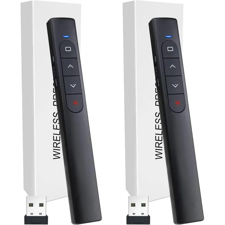 (2 Units) Wireless Presenter Remote, Presentation Clicker with Hyperlink & Volume Remote Control PowerPoint Office Presentation Clicker for Keynote/PPT/Mac/PC/Laptop