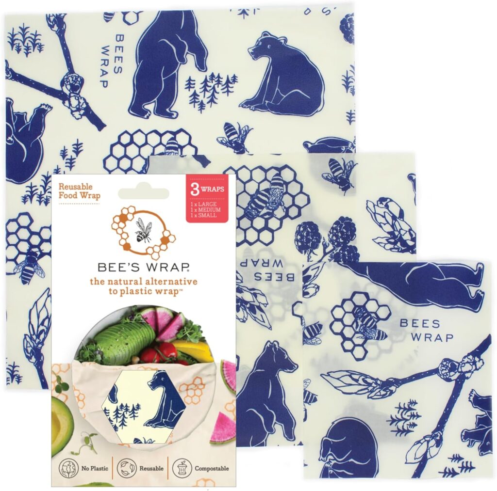 Bee’s Wrap Beeswax Wraps for Food – Made in USA Reusable & Organic Food Wraps, Sandwich Wrap & Bowl Covers – Eco-Friendly Alternative to Aluminum Foil & Plastic Wrap, Bee’s + Bears 3 Pack (S, M, L) Bee’s Wrap Beeswax Wraps for Food – Made in USA Reusable & Organic Food Wraps, Sandwich Wrap & Bowl Covers – Eco-Friendly Alternative to Aluminum Foil & Plastic Wrap, Bee’s + Bears 3 Pack (S, M, L)