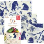 Bee’s Wrap Beeswax Wraps for Food – Made in USA Reusable & Organic Food Wraps, Sandwich Wrap & Bowl Covers – Eco-Friendly Alternative to Aluminum Foil & Plastic Wrap, Bee’s + Bears 3 Pack (S, M, L)