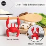 OTOTO Red the Crab Silicone Utensil Rest – Kitchen Gifts, Silicone Spoon Rest for Stove Top – Heat-Resistant Kitchen and Grill Utensil Holder – Non-Slip Spoon Holder Stove Organizer, Steam Releaser