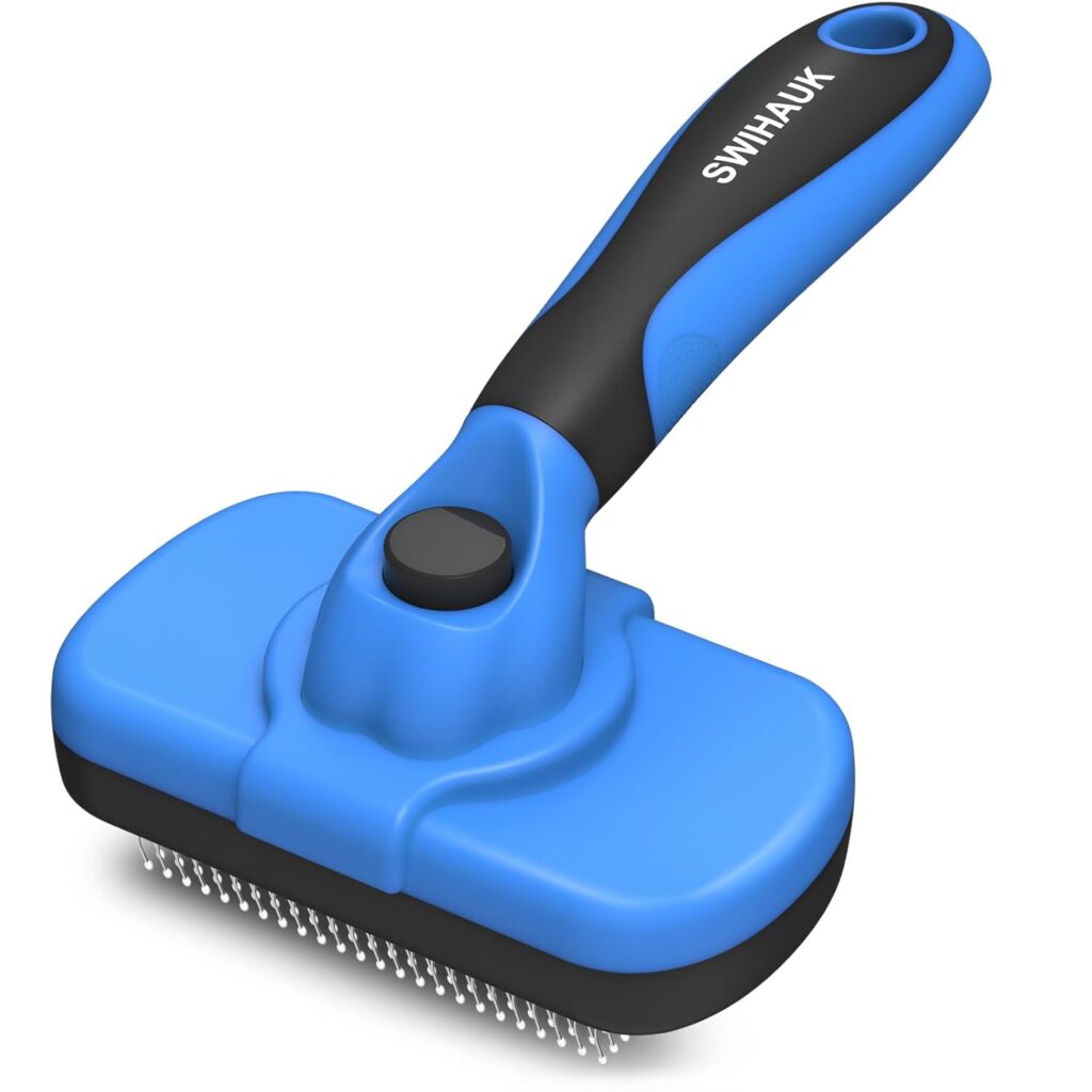 Swihauk Self Cleaning Slicker Brush – Skin Friendly Deshedding Grooming Tool for Dogs & Cats, Suitable for Shedding & Haired Pets, with Pet Supplies Accessories, Blue Swihauk Self Cleaning Slicker Brush – Skin Friendly Deshedding Grooming Tool for Dogs & Cats, Suitable for Shedding & Haired Pets, with Pet Supplies Accessories, Blue